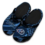 Tennessee Titans Clogs – Customized Checkered Streaks Navy Black 1