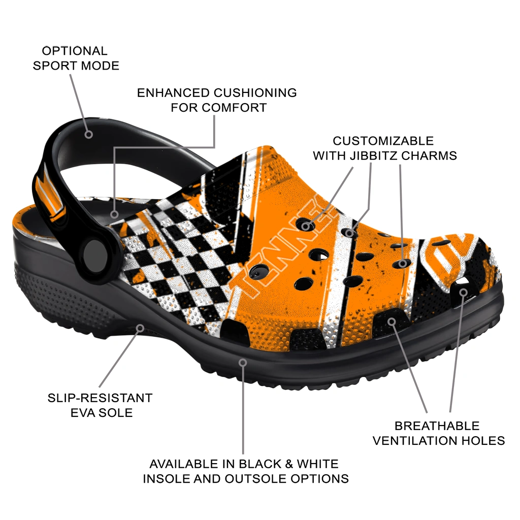 Tennessee Volunteers Clogs - Custom Circuit Geometry Orange Black 5