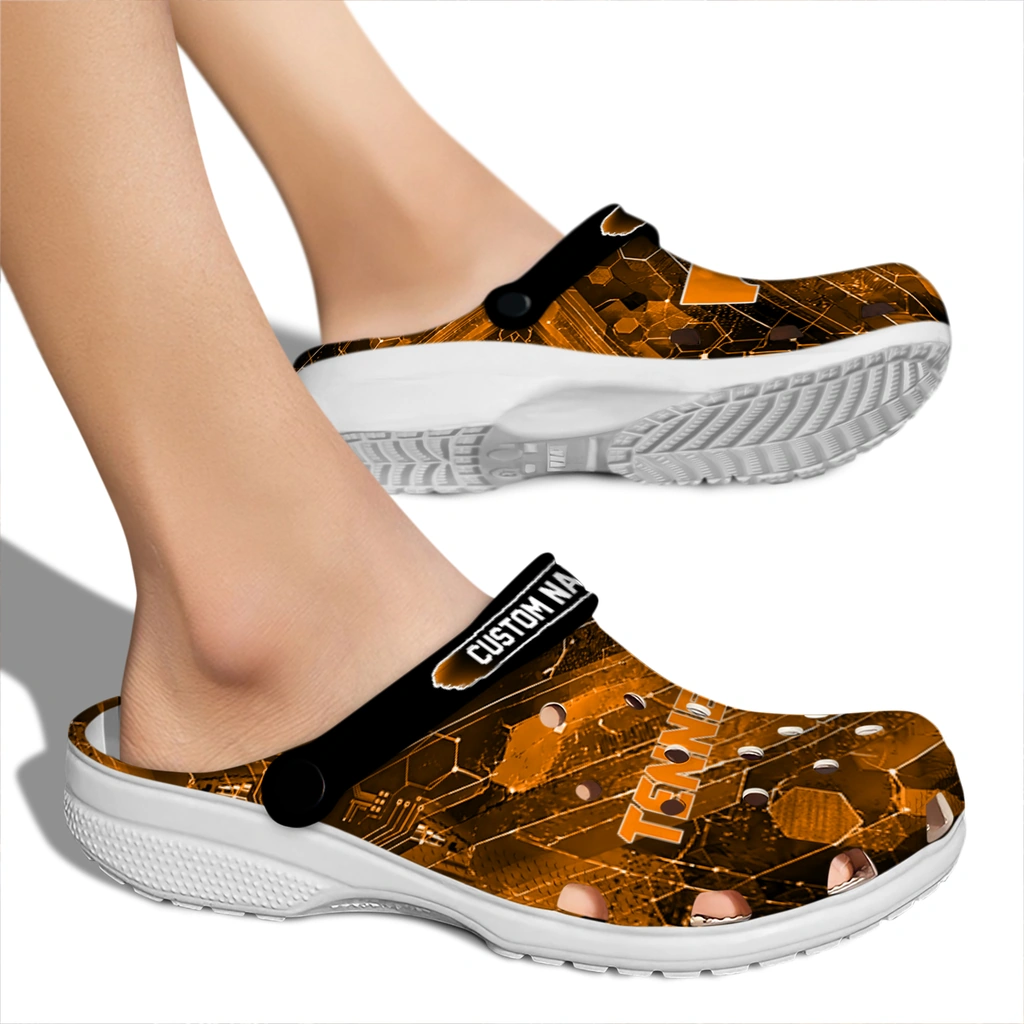 tennessee-volunteers-clog-custom-circuit-geometry-orange-black-fashion-forward.webp