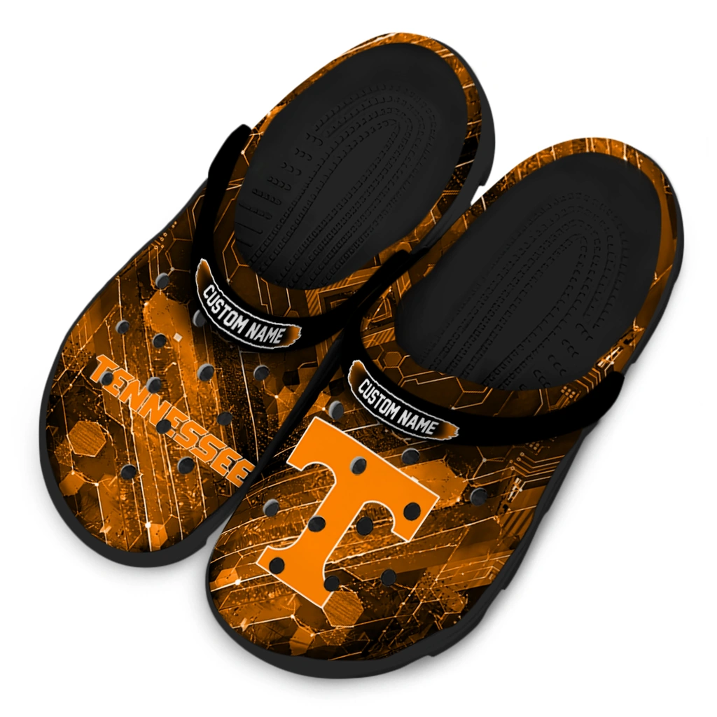 tennessee-volunteers-clog-custom-circuit-geometry-orange-black-latest-model.webp