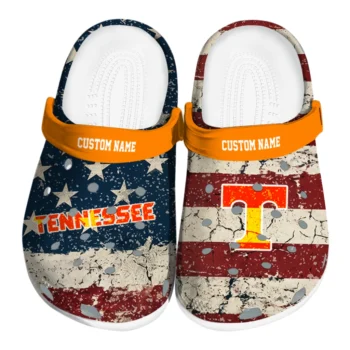 Tennessee Volunteers Clogs - Custom Distressed Stripes Orange Red Blue
