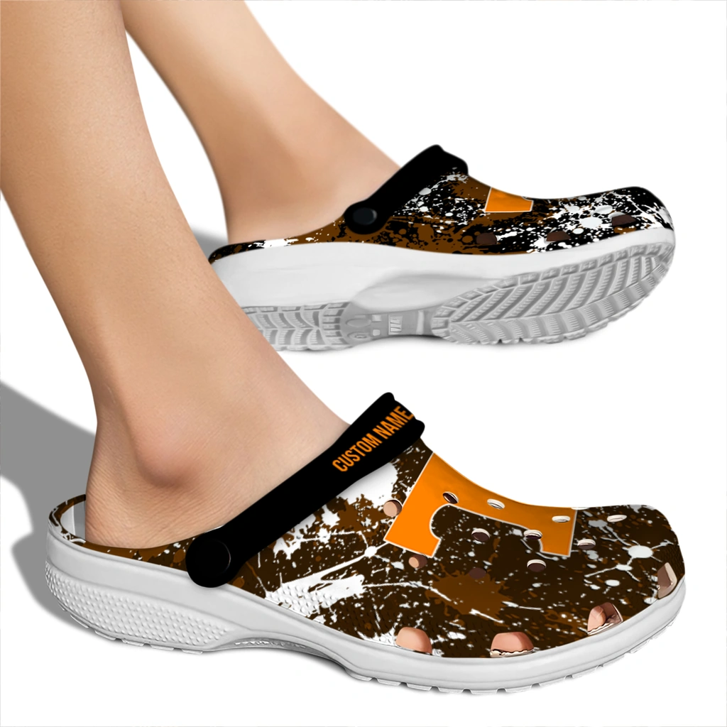 tennessee-volunteers-clog-customized-splatter-splash-orange-black-fashion-forward.webp