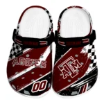 Texas A&M Aggies Clogs – Custom Checkered Streaks Maroon Black 1
