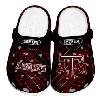 Texas A&M Aggies Clogs - Customized Circuit Geometry Maroon Black