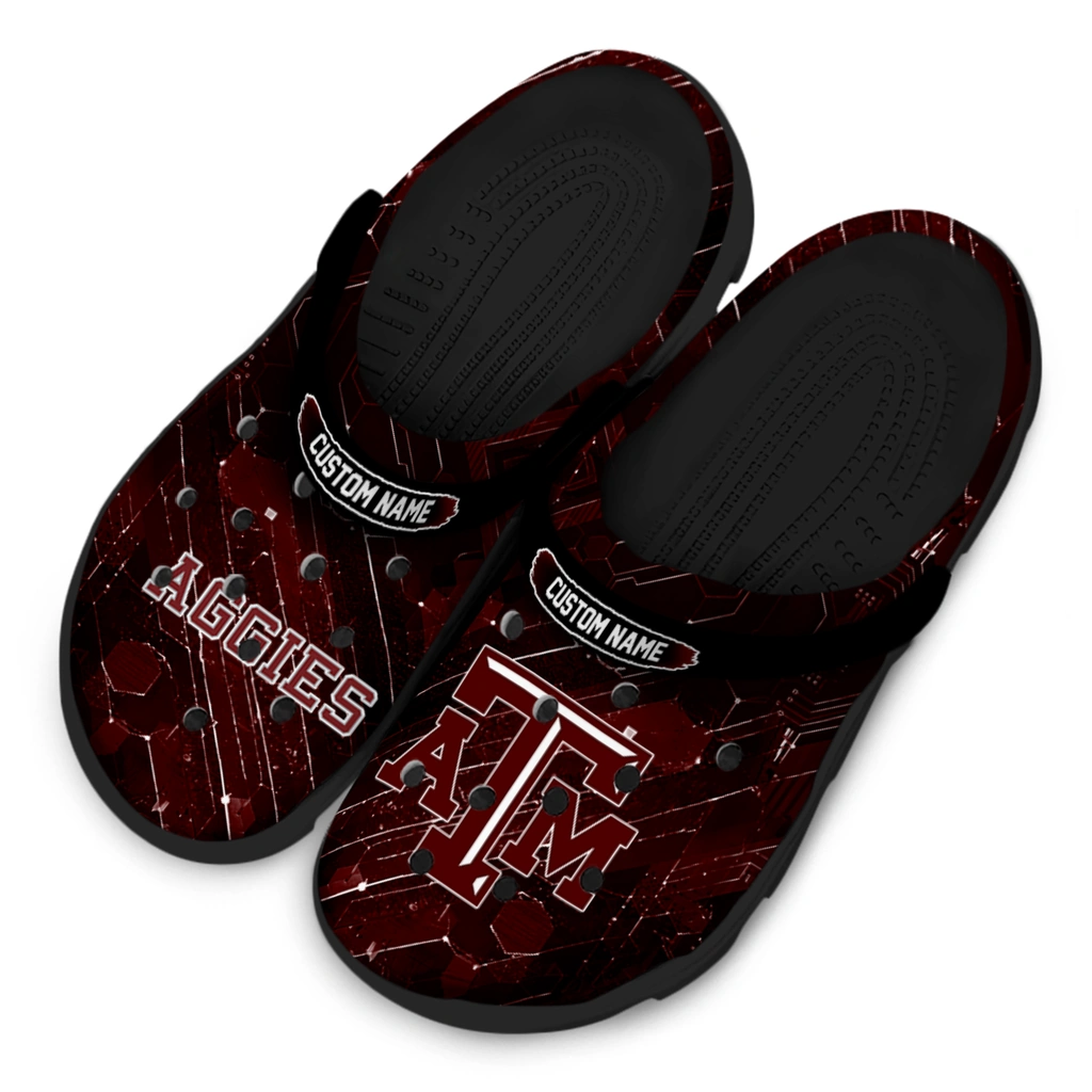texas-am-aggies-clog-customized-circuit-geometry-maroon-black-latest-model.webp
