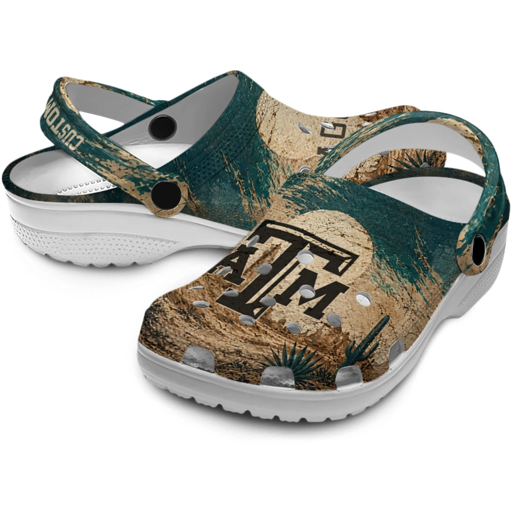 texas-am-aggies-clog-customized-cracked-landscape-fir-green-beige-high-quality.webp