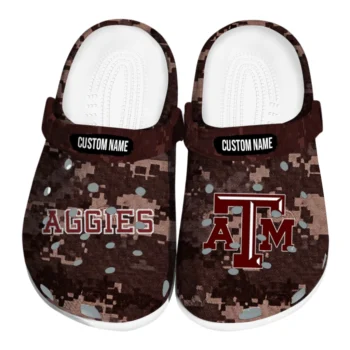 Texas A&M Aggies Clogs - Customized Digital Camo Maroon