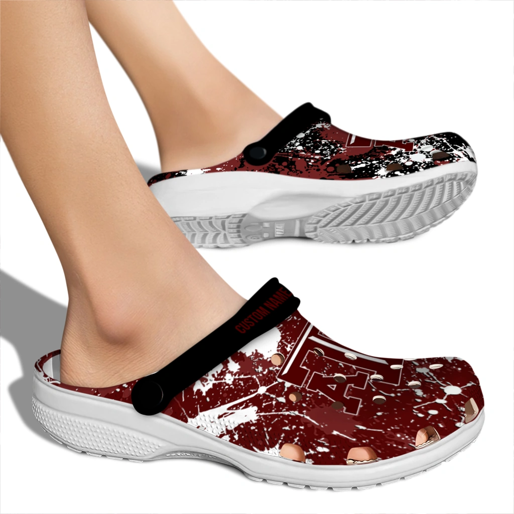 texas-am-aggies-clog-personalized-splatter-splash-maroon-black-fashion-forward.webp