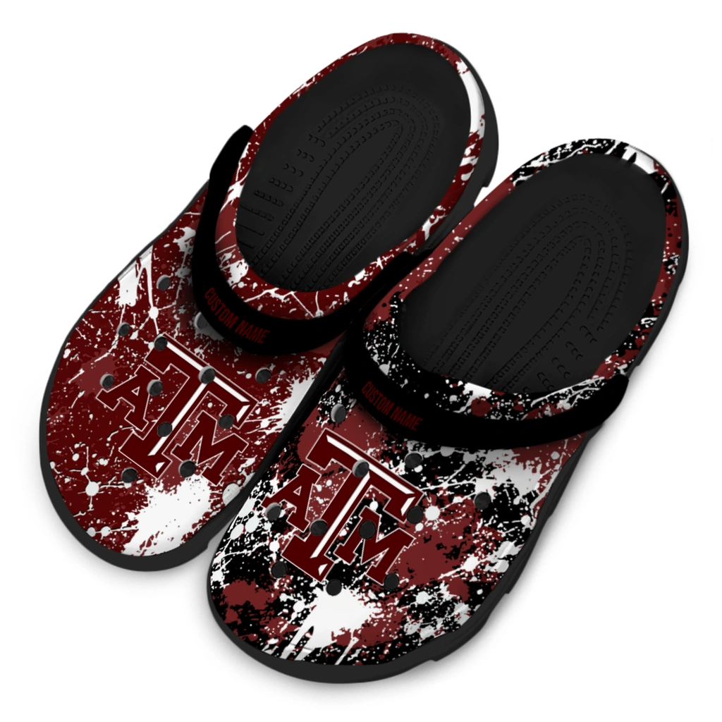 texas-am-aggies-clog-personalized-splatter-splash-maroon-black-latest-model.webp