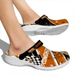 Texas Longhorns Clogs – Personalized Checkered Streaks Orange Black 1