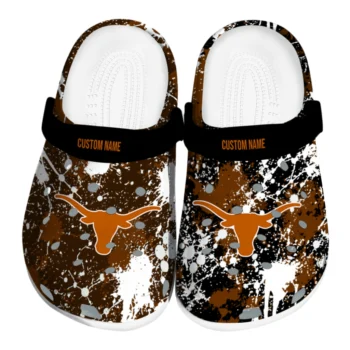 Texas Longhorns Clogs - Customized Splatter Splash Orange Black