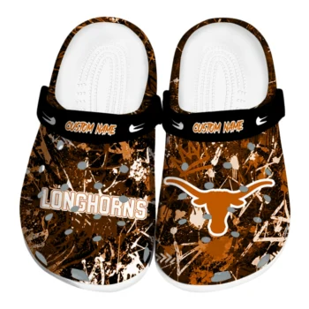 Texas Longhorns Clogs - Personalized Graffiti Burst Orange Black