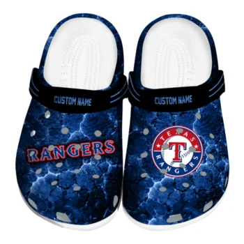 Texas Rangers Clogs - Custom Cracked Energy Blue Black