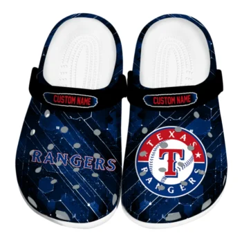Texas Rangers Clogs - Personalized Circuit Geometry Blue Black