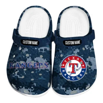 Texas Rangers Clogs - Personalized Digital Camo Blue