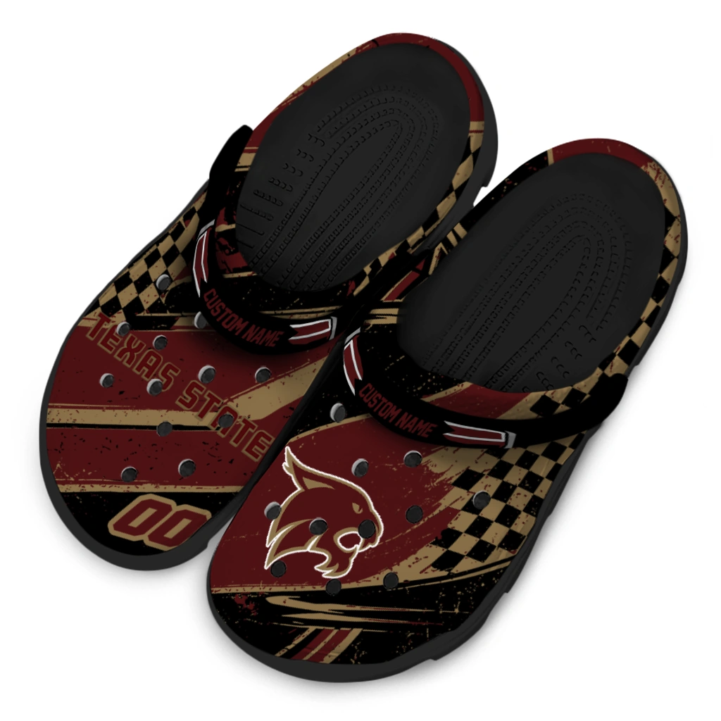 Texas State Bobcats Clogs - Customized Circuit Geometry Maroon Black 4