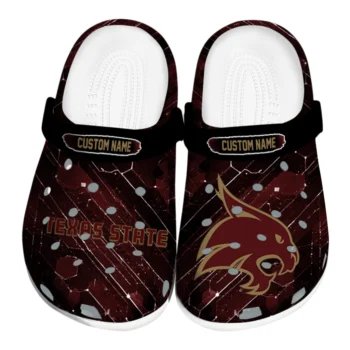 Texas State Bobcats Clogs - Customized Circuit Geometry Maroon Black