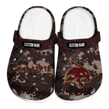 Texas State Bobcats Clogs - Customized Digital Camo Maroon
