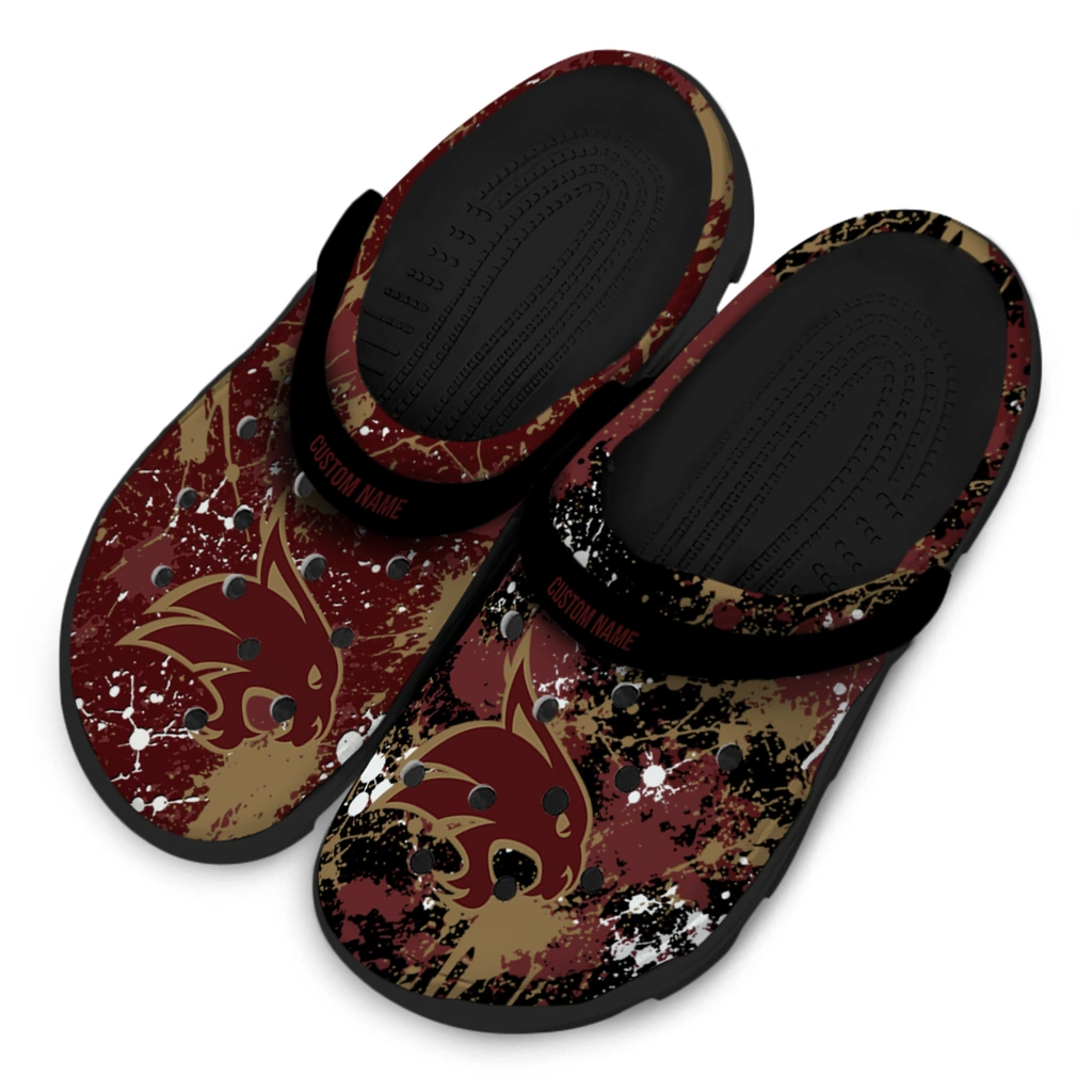 texas-state-bobcats-clog-personalized-splatter-splash-maroon-black-latest-model.webp