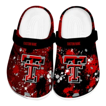 Texas Tech Red Raiders Clogs - Custom Splatter Splash Red Black