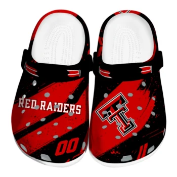 Texas Tech Red Raiders Clogs - Customized Checkered Streaks Red Black