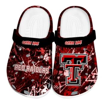 Texas Tech Red Raiders Clogs - Customized Graffiti Burst Red Black