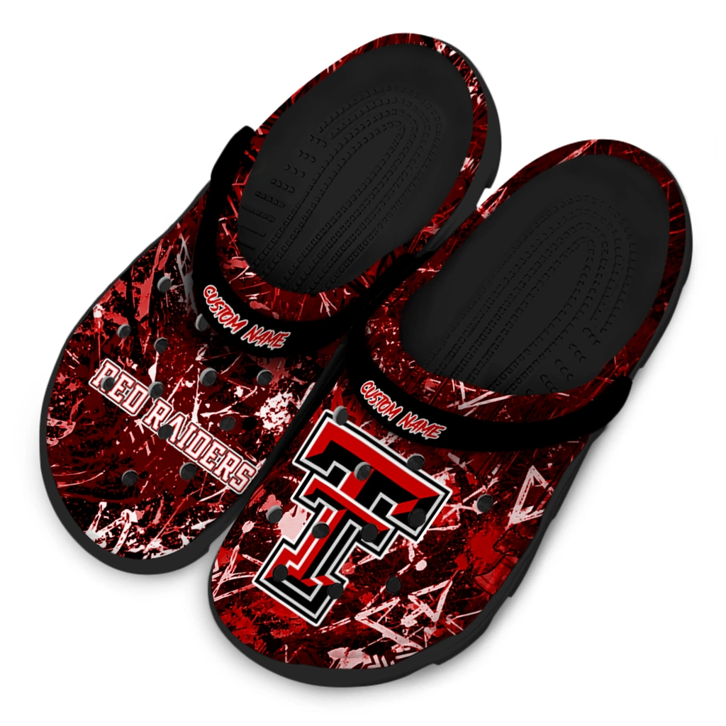 texas-tech-red-raiders-clog-customized-graffiti-burst-red-black-latest-model.webp