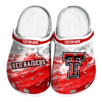 Texas Tech Red Raiders Clogs - Customized Wave Swirl Red White