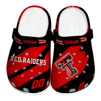 Texas Tech Red Raiders Clogs - Customized Checkered Streaks Red Black