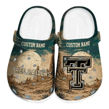 Texas Tech Red Raiders Clogs - Personalized Cracked Landscape Fir Green Beige