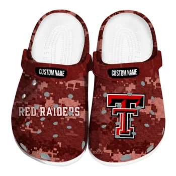 Texas Tech Red Raiders Clogs - Personalized Digital Camo Red