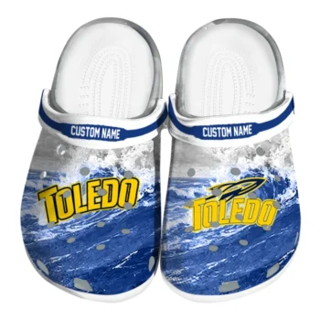 Toledo Rockets Clogs - Custom Wave Swirl Blue White