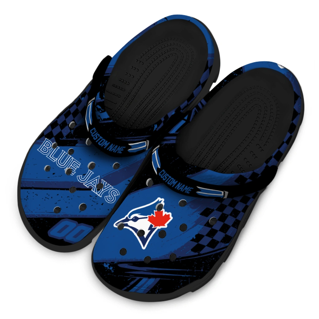 Toronto Blue Jays Clogs - Custom Circuit Geometry Blue Black 4