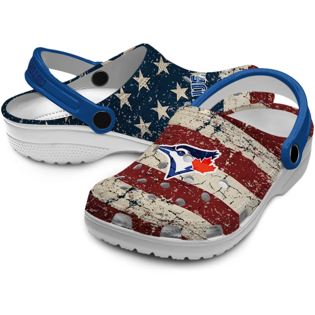 toronto-blue-jays-clog-custom-distressed-stripes-blue-red-blue-high-quality.webp