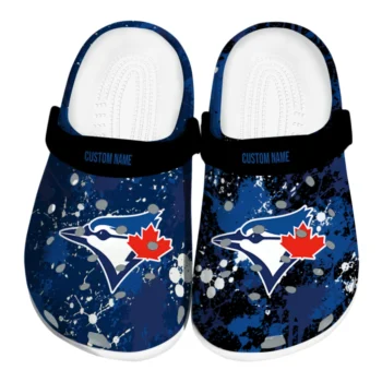 Toronto Blue Jays Clogs - Customized Splatter Splash Blue Black