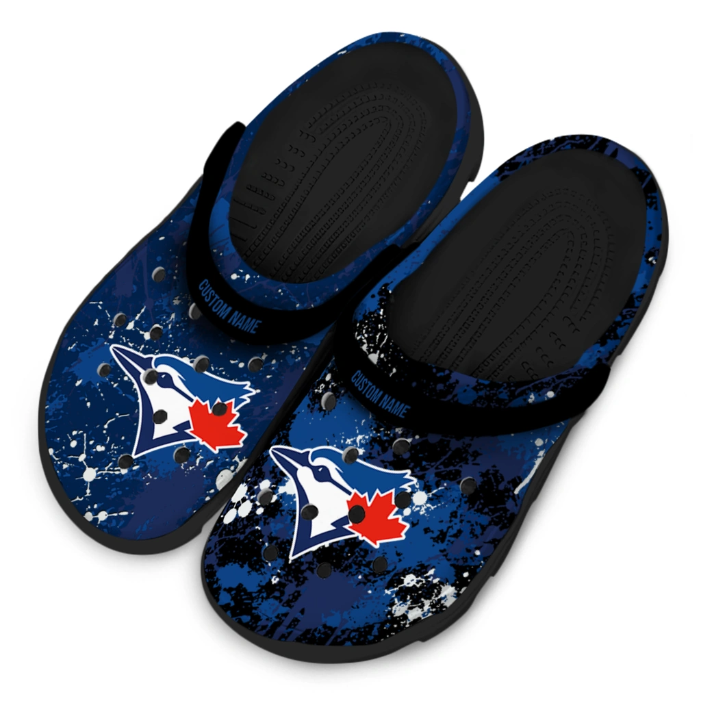 toronto-blue-jays-clog-customized-splatter-splash-blue-black-latest-model.webp