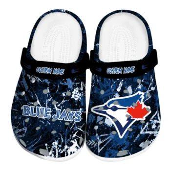 Toronto Blue Jays Clogs - Personalized Graffiti Burst Blue Black