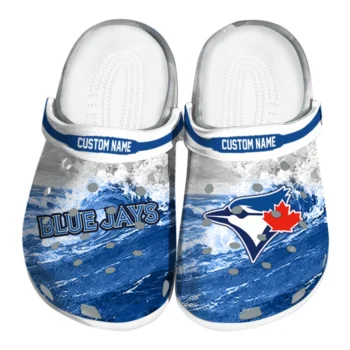Toronto Blue Jays Clogs - Personalized Wave Swirl Blue White