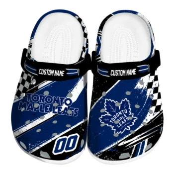 Toronto Maple Leafs Clogs - Custom Checkered Streaks Blue Black