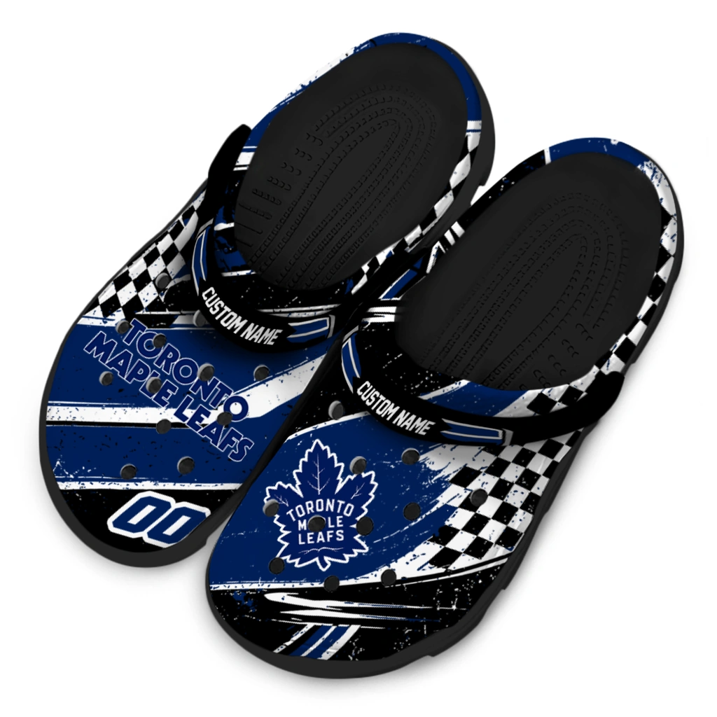toronto-maple-leafs-clog-custom-checkered-streaks-blue-black-latest-model.webp