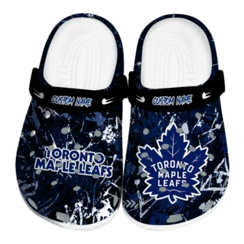 Toronto Maple Leafs Clogs - Custom Graffiti Burst Blue Black