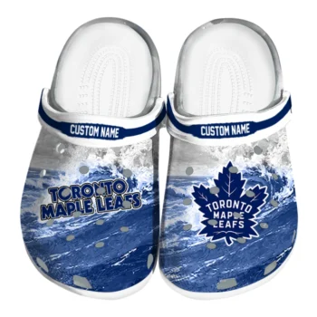 Toronto Maple Leafs Clogs - Custom Wave Swirl Blue White