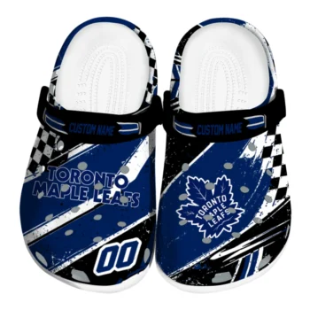 Toronto Maple Leafs Clogs - Custom Checkered Streaks Blue Black