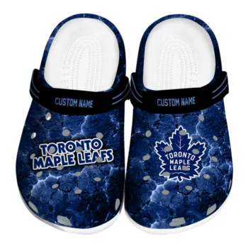 Toronto Maple Leafs Clogs - Personalized Cracked Energy Blue Black