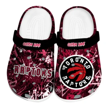Toronto Raptors Clogs - Custom Graffiti Burst Red Black