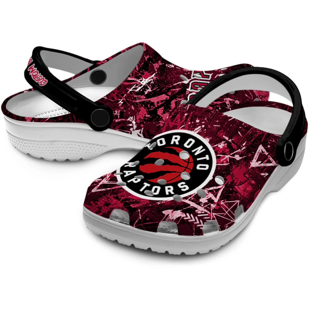 toronto-raptors-clog-custom-graffiti-burst-red-black-high-quality.webp
