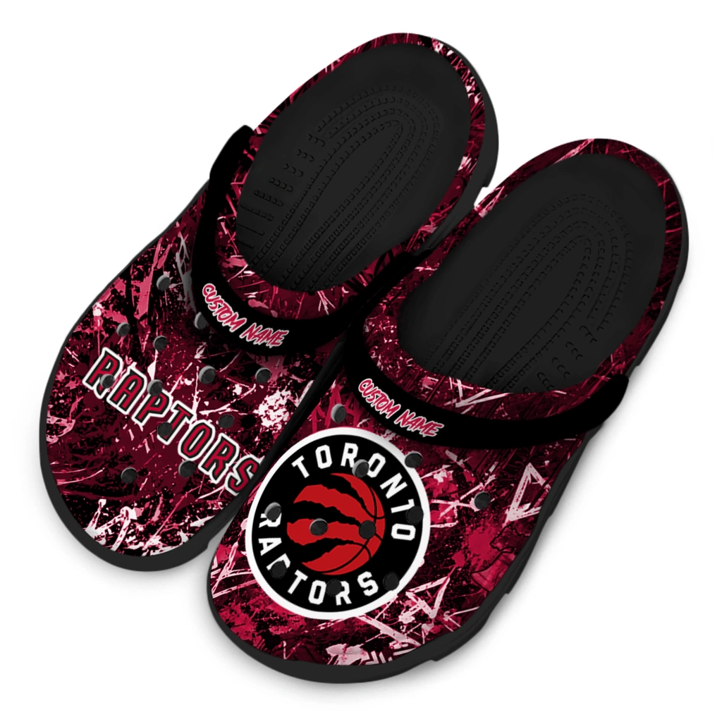 toronto-raptors-clog-custom-graffiti-burst-red-black-latest-model.webp