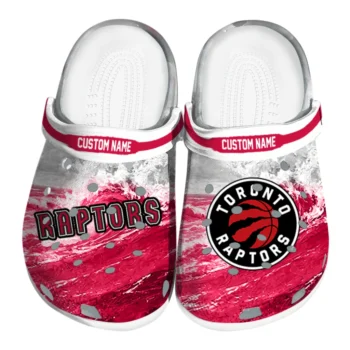 Toronto Raptors Clogs - Custom Wave Swirl Red White