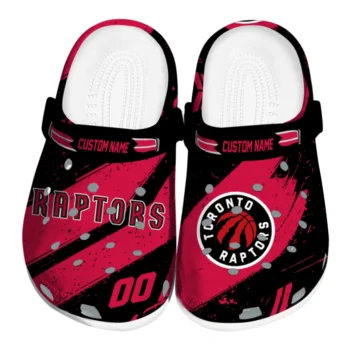 Toronto Raptors Clogs - Custom Checkered Streaks Red Black