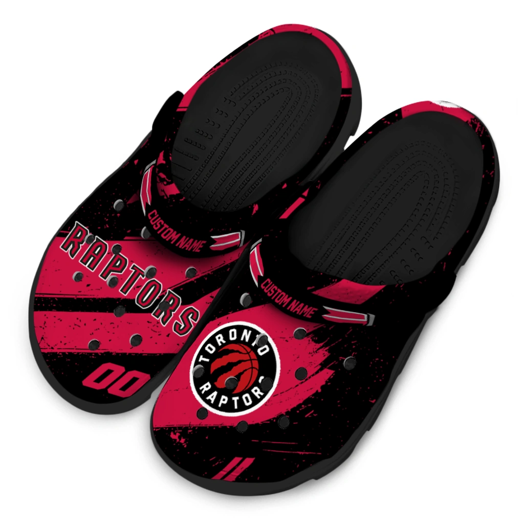 Toronto Raptors Clogs - Custom Checkered Streaks Red Black 4